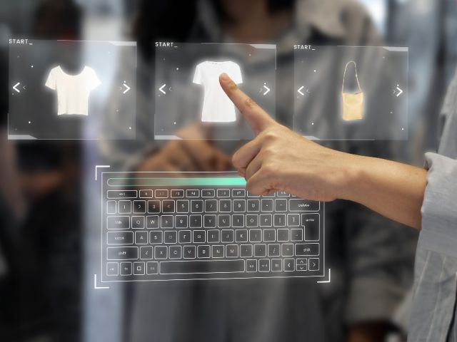 Digital wardrobe on a transparent screen